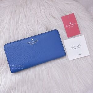 NWT Kate Spade Darcy Large Slim Bifold Wallet Deep Cornflower Blue WLR00545